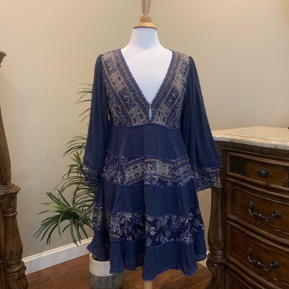 NWT $168 Free People My Love Mini Dress Blue L - Picture 7 of 16
